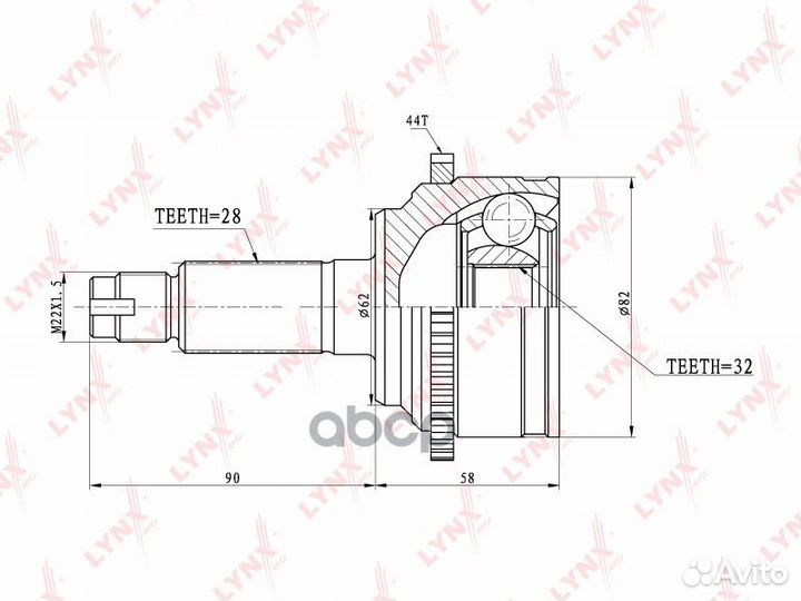 Шрус наружный перед прав/лев CO5101A lynxauto