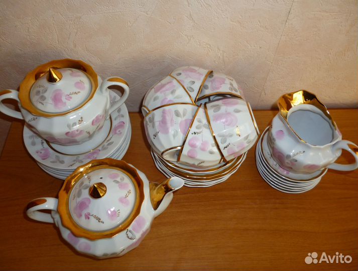 Чайный сервиз (фарфоровый) Роза розовая