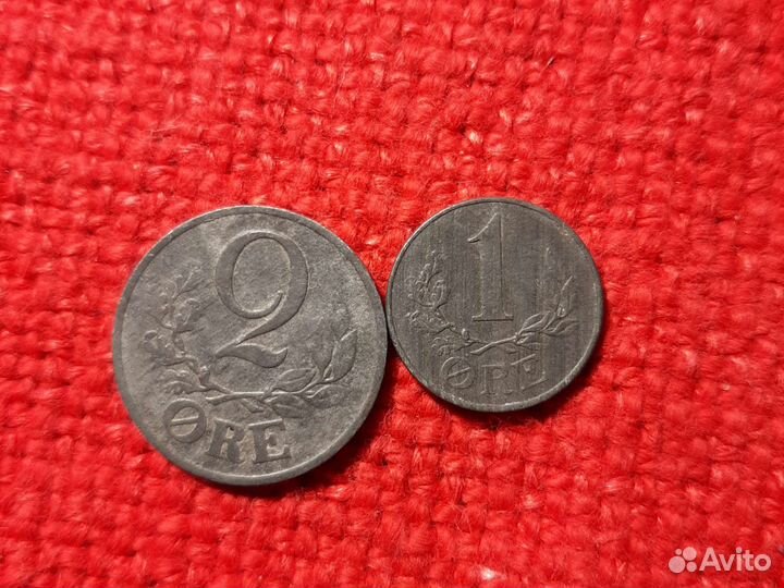 Монеты Дании пять штук 1942/43/44/ г. /цинк