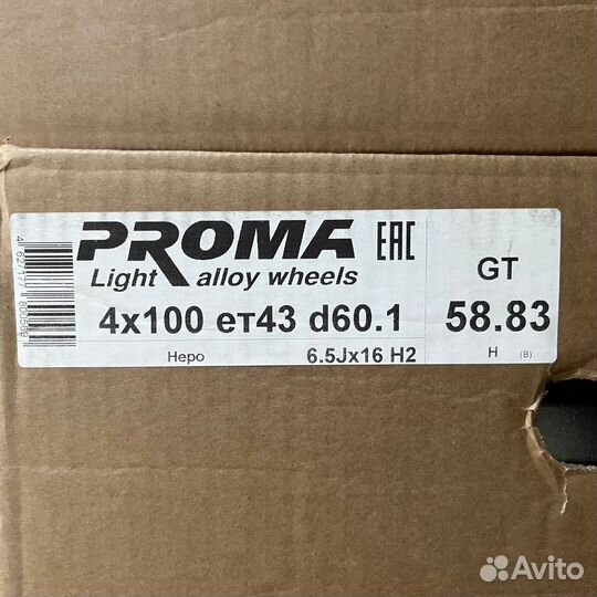 Литые диски R16 4/100 proma GT неро