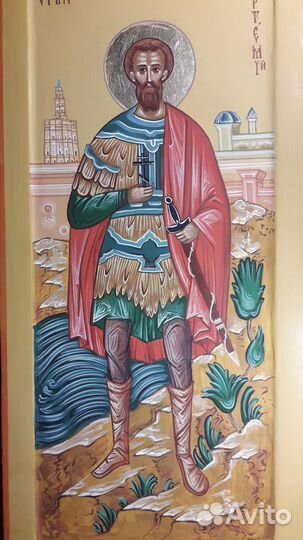Икона мученика Артемия 52/25 см Рукописная