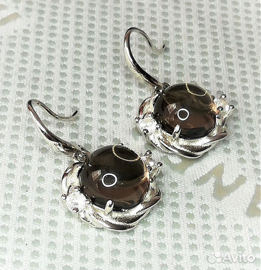 Серьги серебро раухтопаз С283