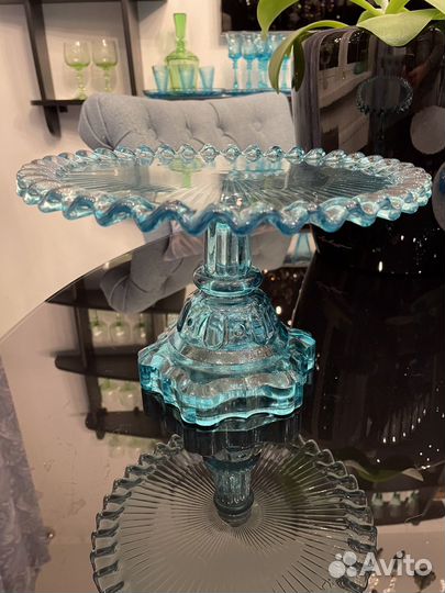 Ваза тортница самоделка купоросное стекло