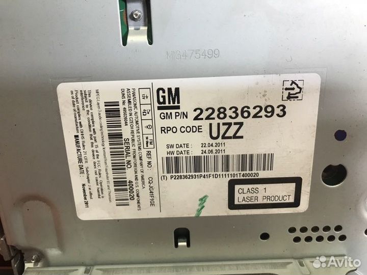 Магнитофон Opel Astra J хэтчбек A16XER 2012