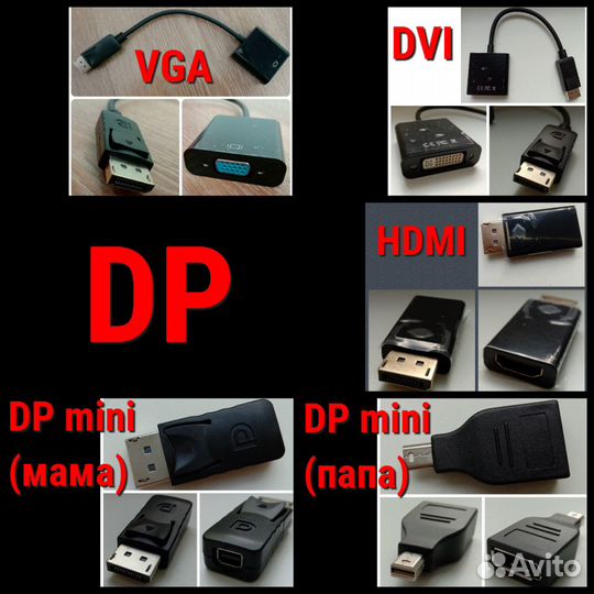 Видео переходник hdmi, DVI, VGA, DP, scart, SVideo