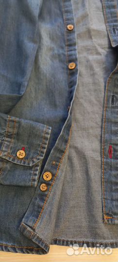 Джинсовая рубашка тонкая мальчик 146
