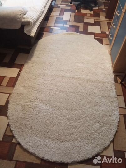 Ковер новый шегги 2м*1,2,молочный,овальный