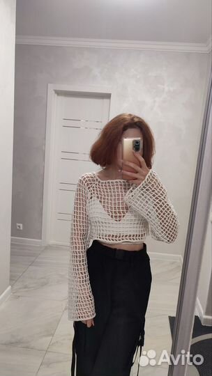 Вязанный топ-сетка