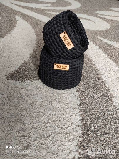 Вязаные корзинки ручной работы