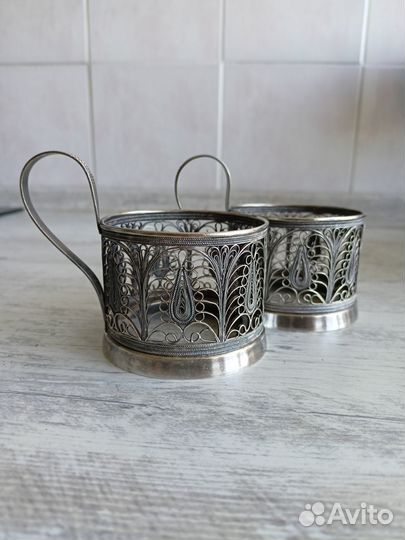 Подстаканник кхи (Казаковская скань), мельхиор