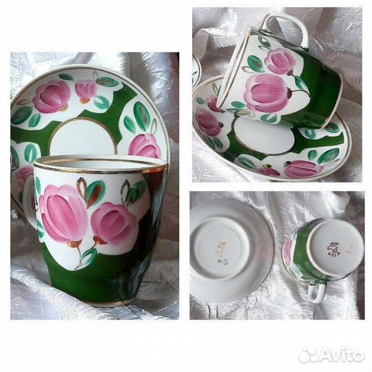 Бокалы с блюдцами (чайные пары), сервиз, Вербилки