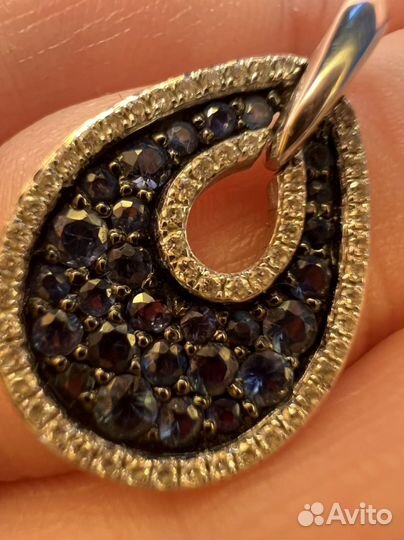 Кулон с сапфирами и бриллиантами импорт