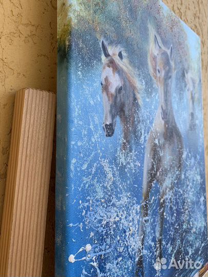 Картина маслом на холсте Лошади