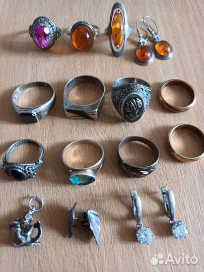 Серебро кольца, серьги СССР