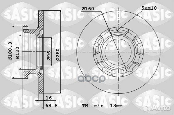 Диск тормозной 6106145 Sasic