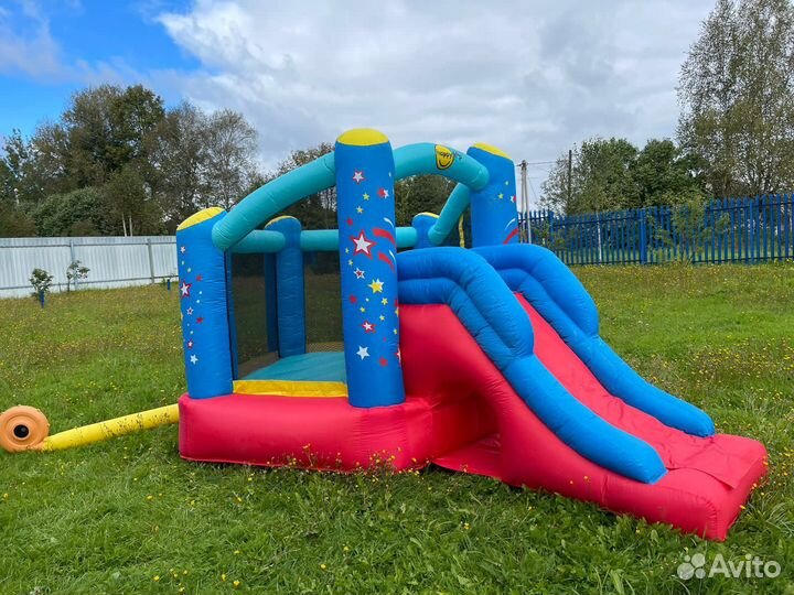 Детский надувной батут с горкой