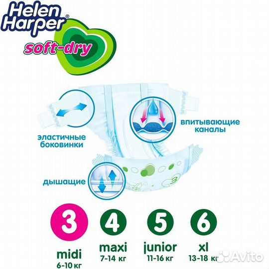 Детские подгузники Helen Harper Soft Dry Midi (6-1