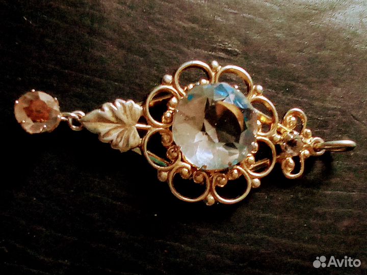 Антикварный серебряный кулон с хрусталем 875 проба