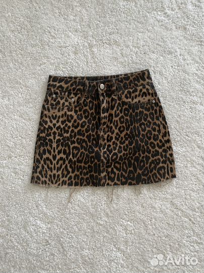 Юбка джинсовая Zara леопард S