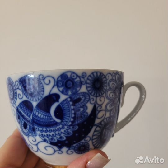 Чайная пара фарфор лфз Синяя птица