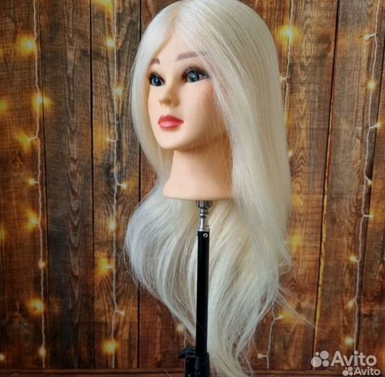 Маникен голова для причесок натуральные волосы