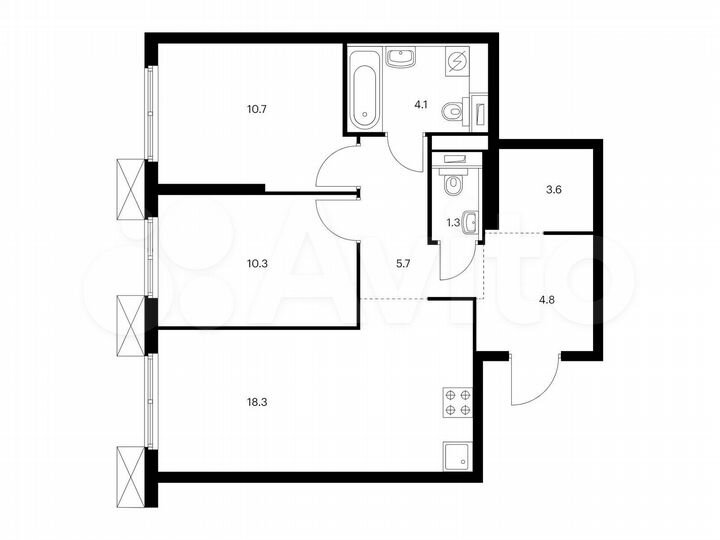 2-к. квартира, 58,8 м², 32/33 эт.