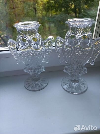 Подсвечник Сова хрустальный