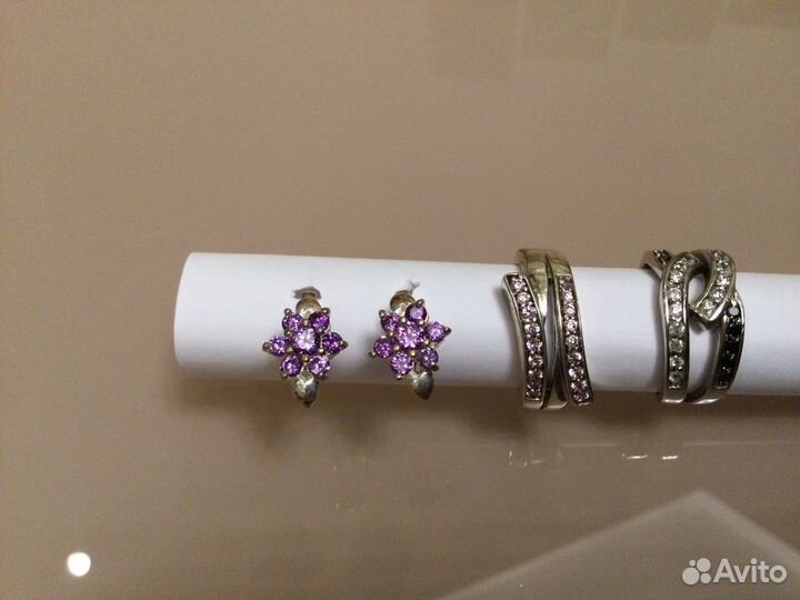Кольца и серьги серебряные