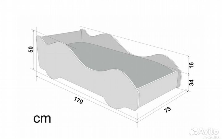 Кровать машина с матрасом детская для мальчика
