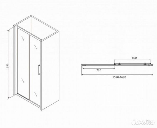 Душевая дверь Abber Schwarzer Diamant AG30160BH 160 см