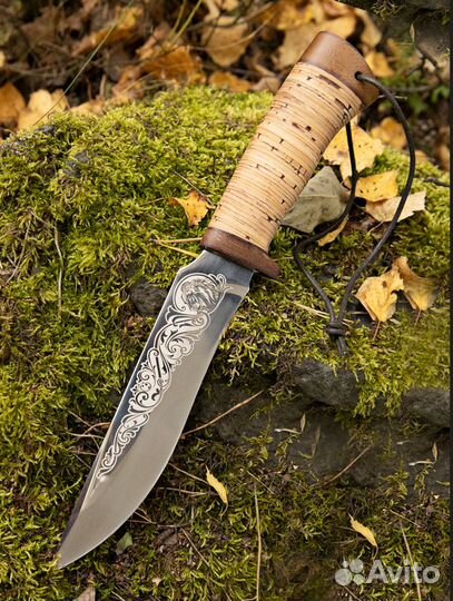 Нож охотничий Лев с гравировкой Златоустовский