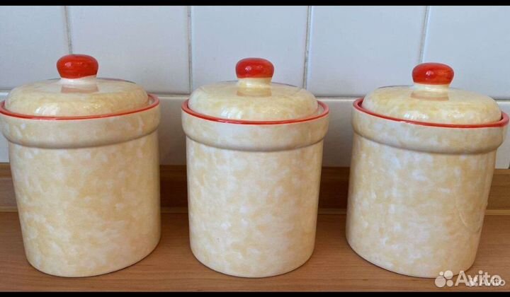 Набор керамических банок для специй, сахара