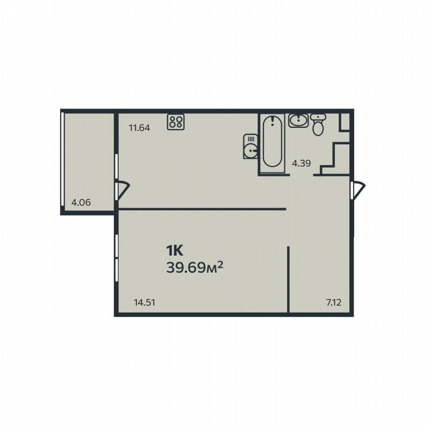 1-к. квартира, 49,6 м², 2/9 эт.