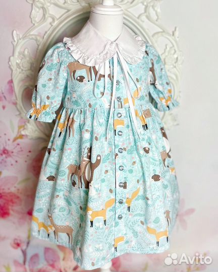 Платье для девочки с воротничком, размер 104