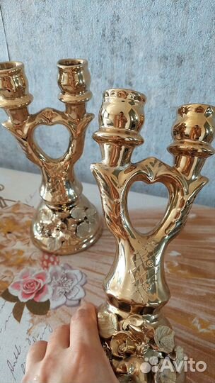 Подсвечник стекло с цветами