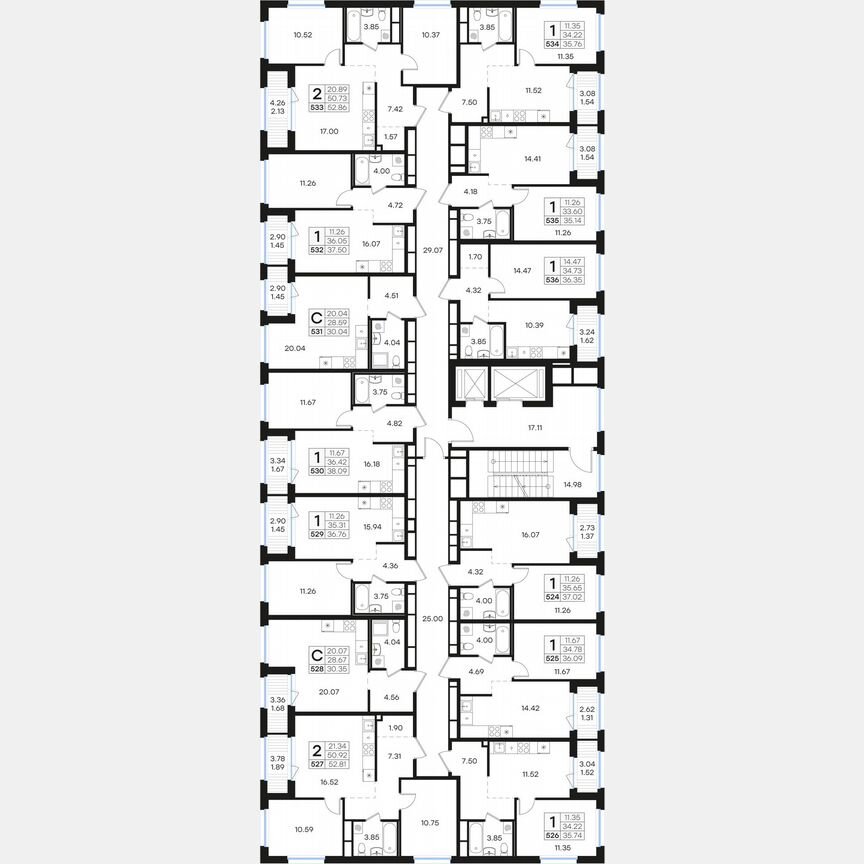 2-к. квартира, 52,9 м², 4/15 эт.