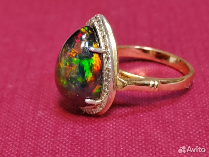 Кольцо с опалом 7ct и бриллиантами