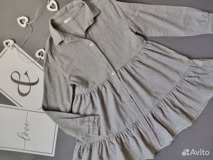 Серое платье для девочки утепленное 146 GJ