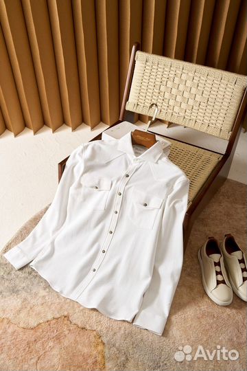 Хлопковая рубашка Brunello Cucinelli