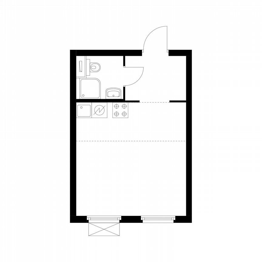 Квартира-студия, 25,4 м², 25/33 эт.