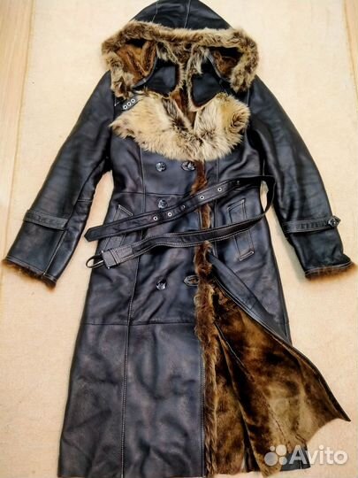 Плащ- дублёнка(зима) кож. женская 46-48 размер бу