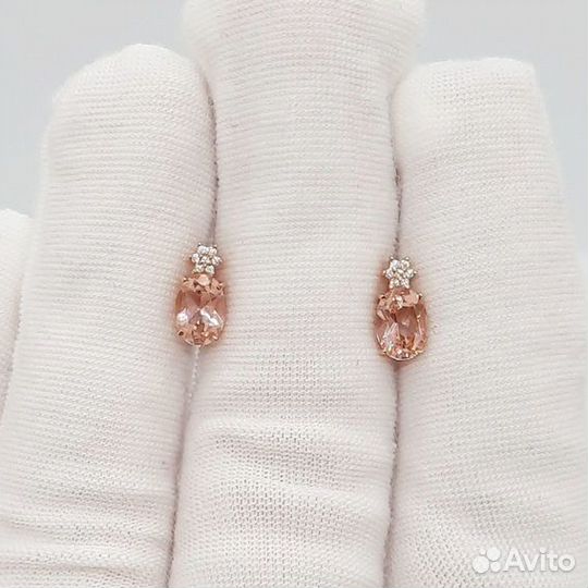 Золотые серьги с фианитом