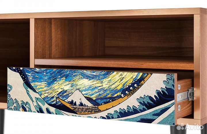 Тв-тумба T3 - Орех - The Great Wave off Kanagawa