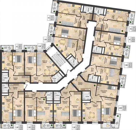 1-к. квартира, 49,8 м², 3/5 эт.