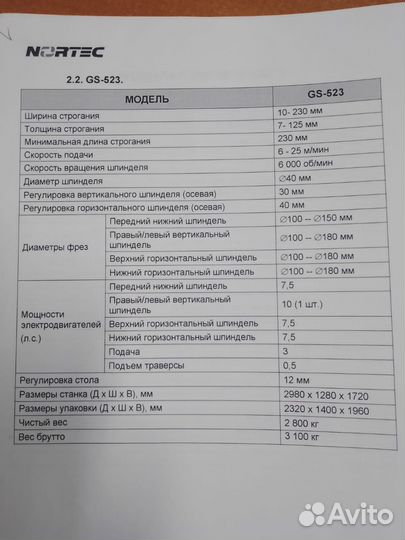 Четырехсторонний станок Nortec GS-523