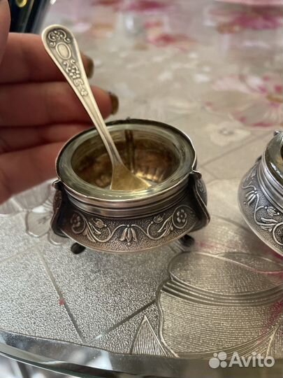 Солонки хрусталь мельхиор СССР