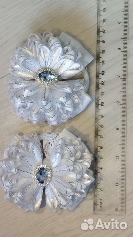 Банты для волос белые на резинке