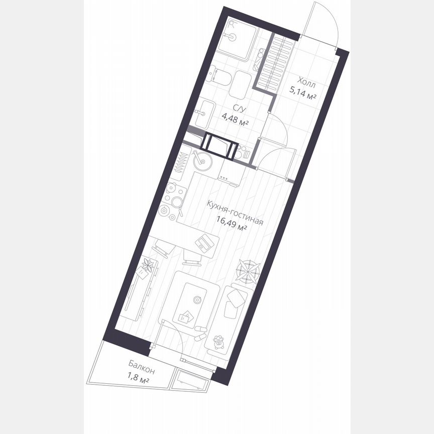 Квартира-студия, 27 м², 9/11 эт.