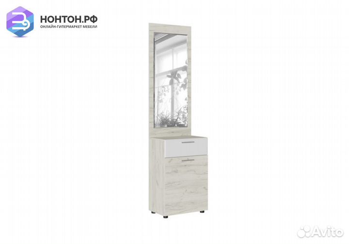 Тумба с зеркалом Сафари дуб крафт белый / белый со