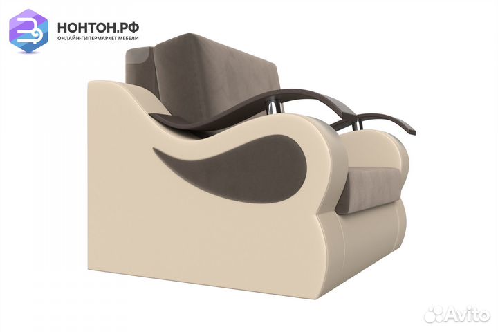 Кресло аккордеон Меркурий велюр коричневый / экоко